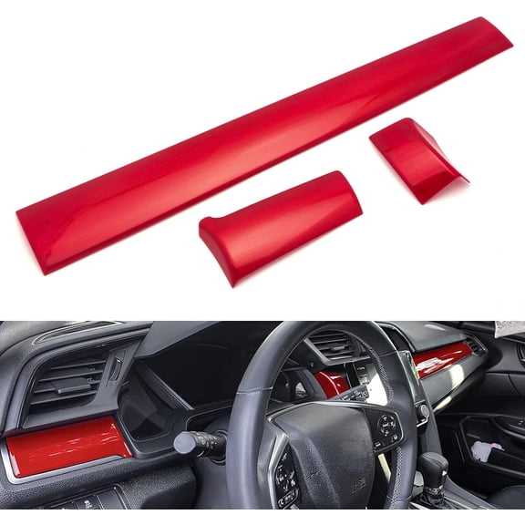 Xotic Tech Dashboard Center Console Stripe Cover Trim, Sporty Red, Compatible with Honda Civic 10th Gen