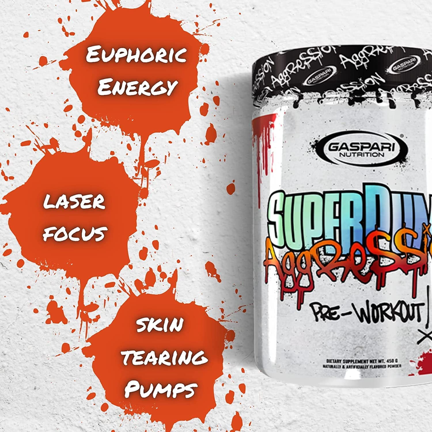Gaspari Nutrition SuperPump Aggression Pre-Workout, Energy, Focus, Endurance and Recovery, with Creatine and Caffeine - Blood Orange, 25 Servings