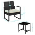 thumbnail image 6 of Topeakmart 3-piece Patio Set 2 Rattan Chairs & Table with Cushions, Black/Beige, 6 of 7