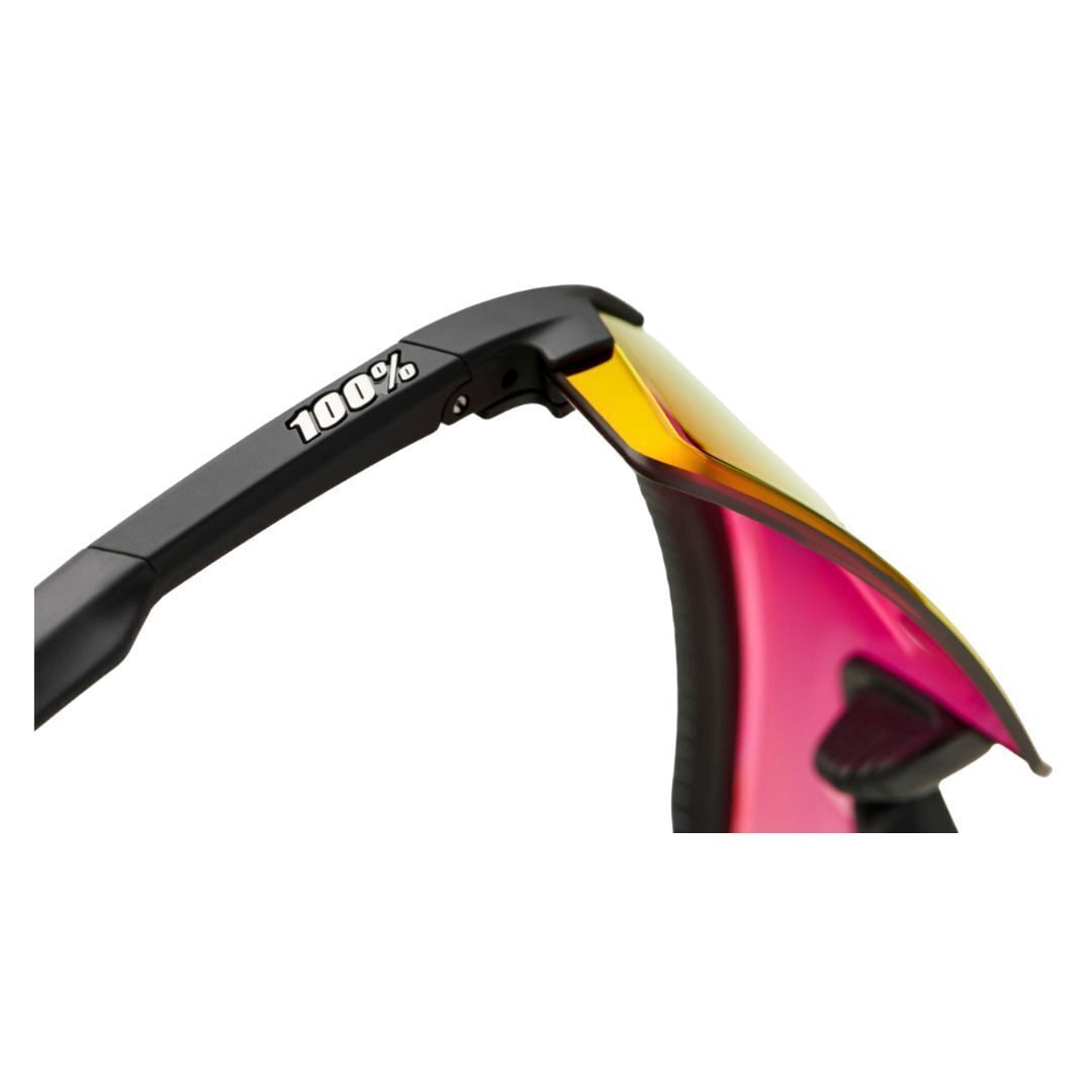 100% Aerocraft Sunglasses - Soft Tact Black; HiPER Red Multilayer Mirror