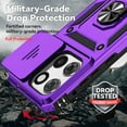 thumbnail image 6 of for Moto G Stylus 5G 2025 Case,with Camera Lens Cover HD Screen Protector,[Military Grade] Car Mount Kickstand Shockproof Protective Case for Motorola Moto G Stylus 5G 2025, Purple, 6 of 15