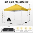 thumbnail image 5 of CROWN SHADES 10x10 Pop Up Canopy Tent with One Push Setup Easy Outdoor Sun Shade for Events, Parties, Camping Yellow, 5 of 8