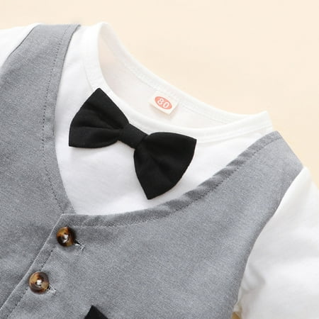 

NECHOLOGY Baby Print Girls Boys Fall Short Sleeve Patchwork Tshirt Bow Tie Shorts Outfits Outfits for Baby Boys Childrenscostume White 0-6 Months