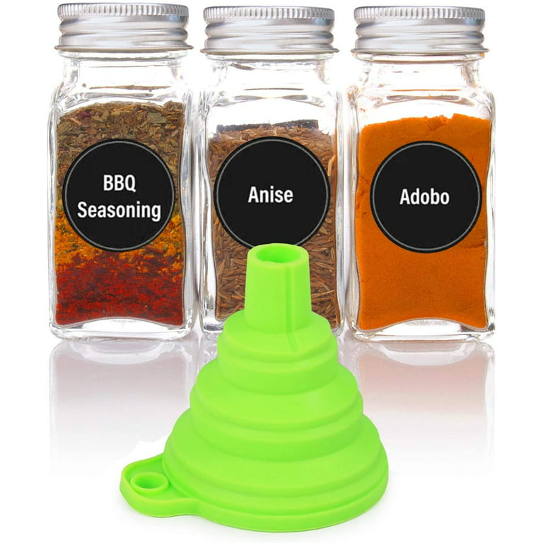 6oz, BEST VALUE 14 Glass Spice Jars includes pre-printed Spice