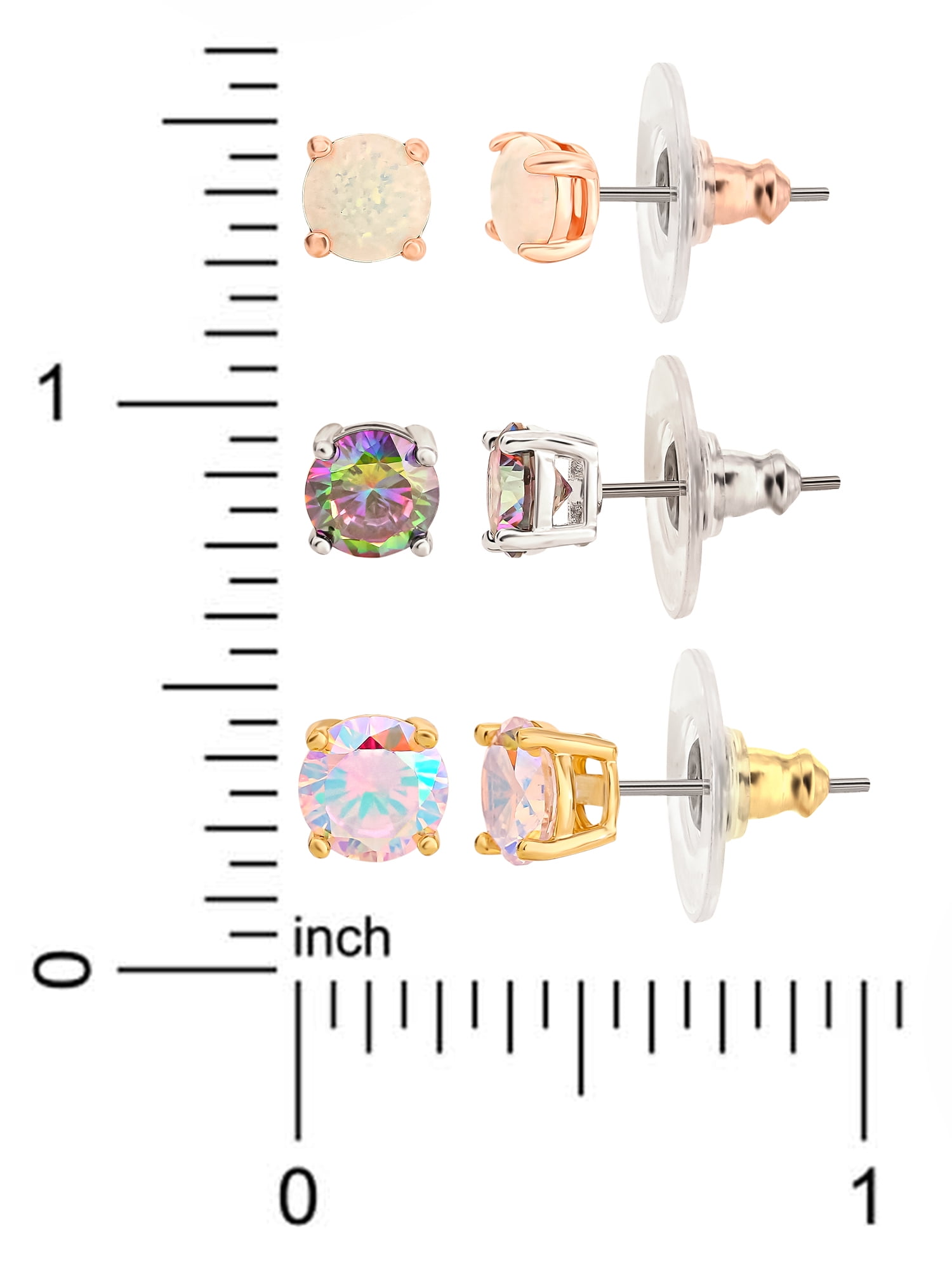 Believe by Brilliance-Women's 14kt plated, Cubic Zirconia Opal earring Set of 3