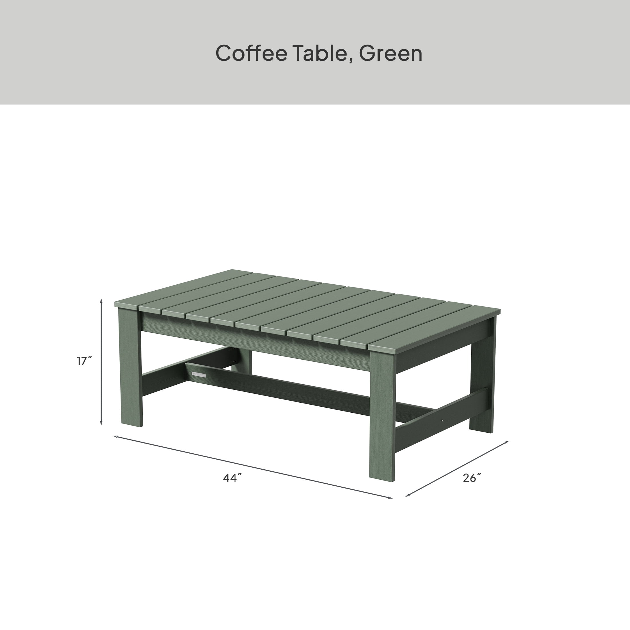 Better Homes & Gardens Ezra Outdoor HDPE Coffee Table, Green