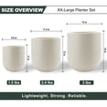 thumbnail image 2 of FOUKUS 9.8",11.4",13" Dia Round Concrete-like Plastic Planter Set of 3, Modern Style Large Cylindrical Plant Pot with Drainage Hole for Indoor Outdoor Patio, Beige, 2 of 6