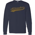 thumbnail image 3 of Milwaukee Baseball Script - Hometown Pride, Pitcher Long Sleeve T Shirt - Medium - Navy, 3 of 6