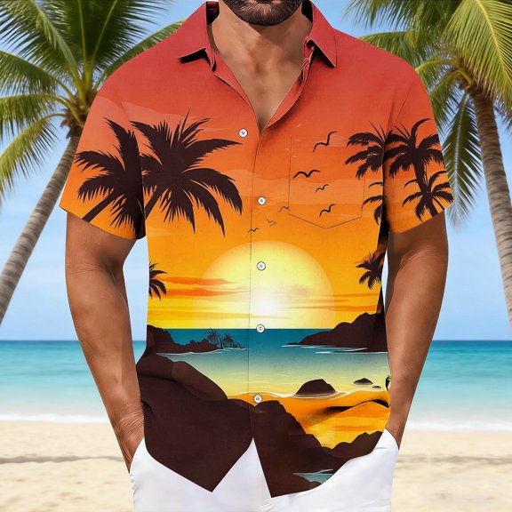 Mceream Hawaiian Shirt for Men Funny Short Sleeve Loose Button Down Casual Collared Printed Graphic Summer Beach Dress Shirts Fashion Tunic Tops Plus Size Multicolor XXXL