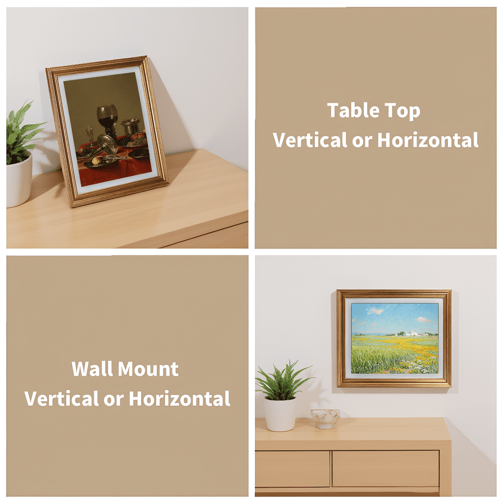 8x10 Picture Frame Set of 6, Gold Photo Frame for Wall Mount or Tabletop