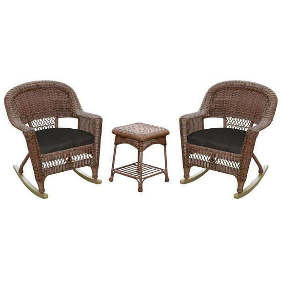 3-Piece Resin Wicker Rocker Chair & End Table Set by Jeco