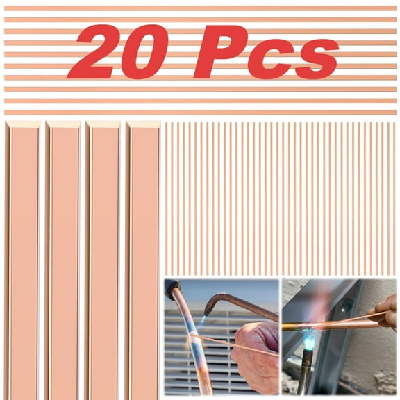 15% Silver Brazing Rods 20 Pcs BCuP-5 Silver Solder Phos Copper Brazing Alloys Flat Welding Rods 0.05"x1/8"x10" for Air Conditioning, Refrigerator, Cold Storage, and HVAC Units