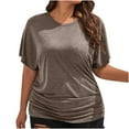 thumbnail image 2 of BSDJILFG Plus Size Tops for Women Basic T-Shirt Loose Fit Solid Color Half Sleeve Round Neck Pullover Blouse ,S-3XL, 2 of 6