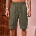 thumbnail image 2 of Men's Casual Linen Cargo Shorts, Trousers, Joggers Elastic Waist Drawstring Relaxed Fit Loose, Quick Dry Breathable Lightweight Multi Pocket, Beach Vacation Gym Workout Hiking, 2 of 8