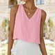 thumbnail image 2 of Top boho,Camiseta sin mangas con cuello en V para mujer, informal, color liso, mezcla de algodón, bolsillos, para verano, sopatenor, 2 of 9