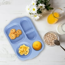 LiUMX Wheat Straw Kids Meal Plates with Dividers | 5-Compartment Student Lunch Tray | Thickened Cafeteria Style Tableware | Durable Multi-Section Plates for School & Home Use