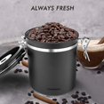 thumbnail image 2 of Contenedor de granos de café de acero inoxidable de 1,5 l, caja de almacenamiento para café, té, cacao, cereales, Pasta, avena, bonificación (negro) Hy, 2 of 5