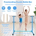 thumbnail image 5 of Patiojoy 47�� Double Ballet Barre, Freestanding Adjustable Dancing Barre Beech Wood Ballet Bar W/ Anti-Slip Footpads 5 Adjustable Heights Blue, 5 of 9