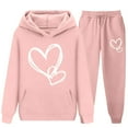 thumbnail image 5 of Cethrio Girls Outfit Sets, Fall Winter Warm Printed Long Sleeve Hoodies and Sweatpants Sets Pink Size 8, 5 of 5