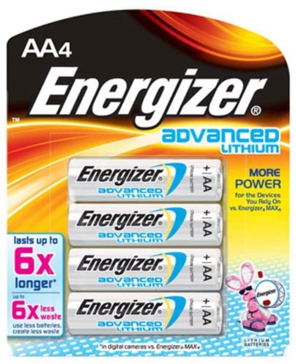 Energizer Advanced Lithium AA Battery 4 Pack, Lithium batteries provide
