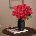 thumbnail image 5 of Kbndieu Artificial Red Roses, Artificial Flowers for Home Decor Indoor, Fake Bouquet Faux Floral Arrangements Dining Table Centerpieces for Kitchen Bridal Wedding Party Valentines Day Decorations, 5 of 6