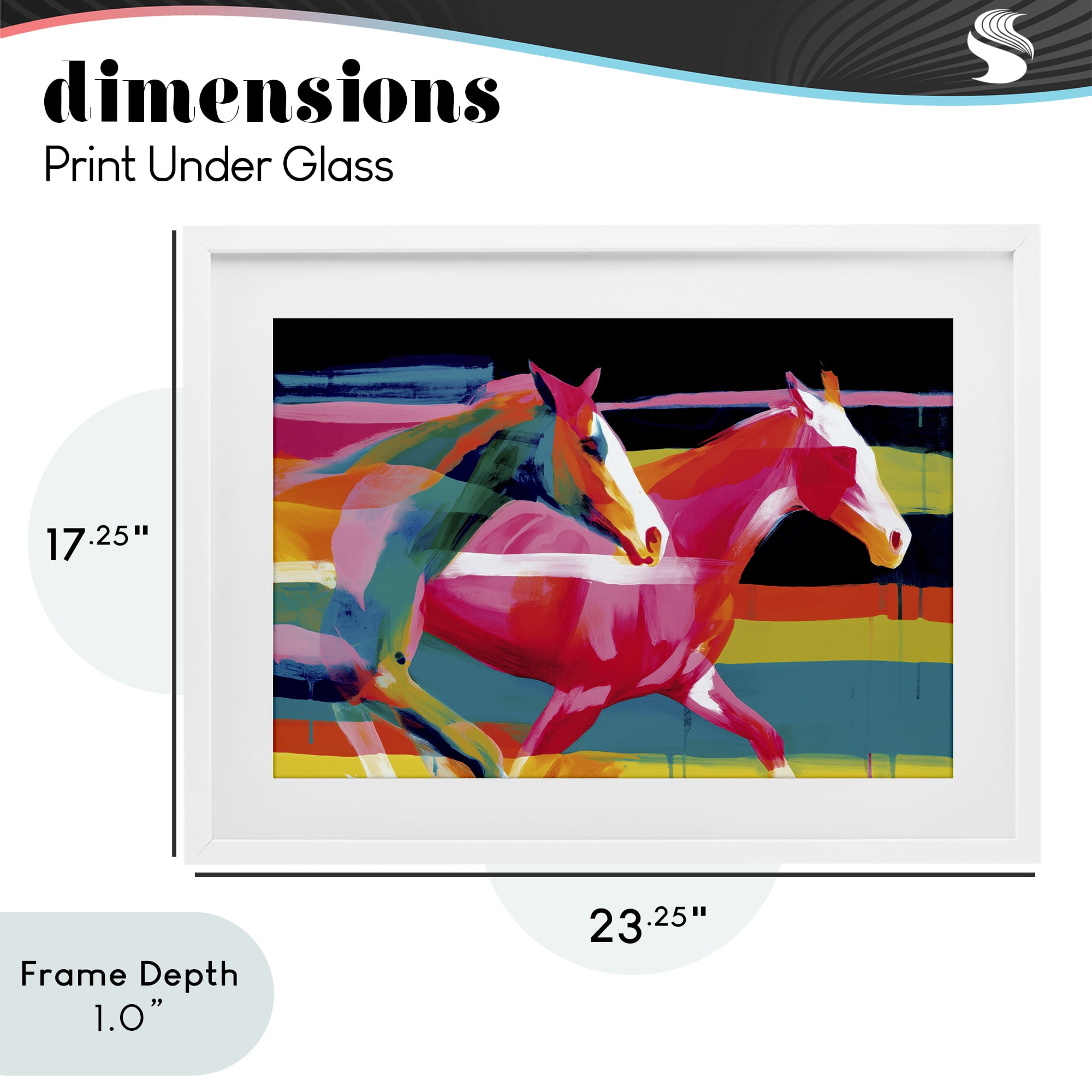 Stupell Industries Wild Horses Running Through Stripes White Framed Print Under Glass, design by Chromatic Storm Studio