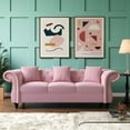 thumbnail image 4 of Furntsy Tufted Chesterfield Velvet Upholstered Sofa with Nailhead Decoration, Pink, 4 of 10