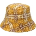 thumbnail image 4 of CoCopeaunts Winter Womens Bucket Hat Classic Retro Plaid Basin Cap Casual Outdoor Hundred Take Lamb Wool Warm Fisherman Hat, 4 of 8