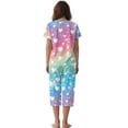 thumbnail image 2 of DISNIMO Heart Printed Women's Short Sleeve Pajama Sets Soft Sleepwear Comfy 2 Piece Pjs Set Short Sleeve Tops and Capri Pant Lounge, S, 2 of 7