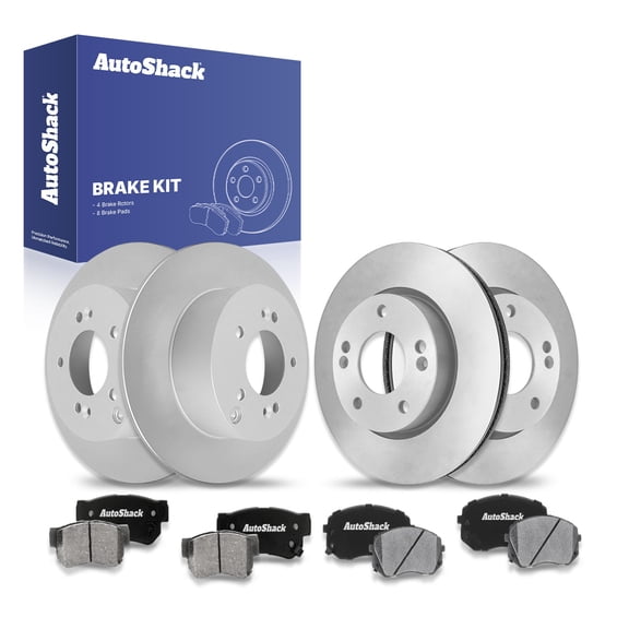 AutoShack Front Vented & Rear Solid Brake Rotors   Ceramic Pads 12-PC Brake Kit Replacement for 2010 Kia Sportage
