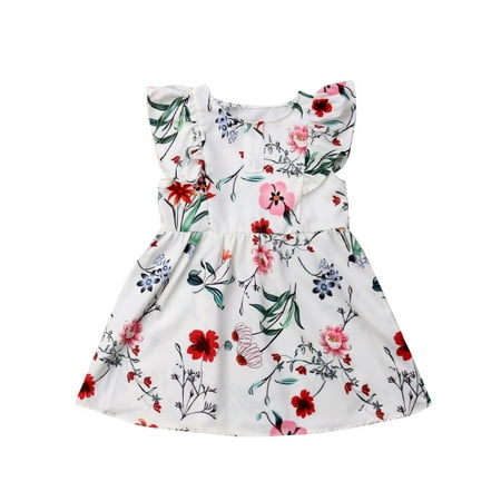 

Family Matching Summer Dress Mommy and Me Floral Printed Shoulder-Straps V-Neck Midi Casual Sundress