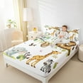 thumbnail image 4 of Feelyou Teens Giraffe Elephant Twin Sheet Sets, Kawaii Zebra Wildlife Twin Fitted Sheet, Cartoon Jungle Animal Flat Sheet, Luxury Bedroom Decor, 3pcs, 4 of 7