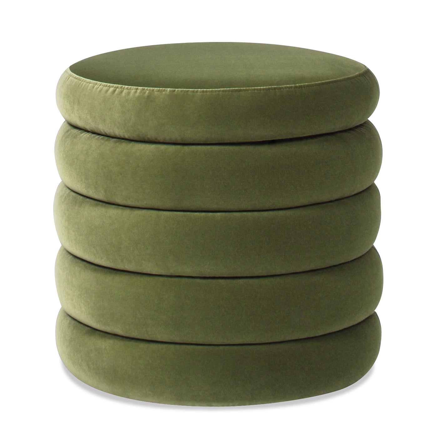 Jennifer Taylor Home Fuji 19" Oversized Round Storage Ottoman, Olive Green Performance Velvet