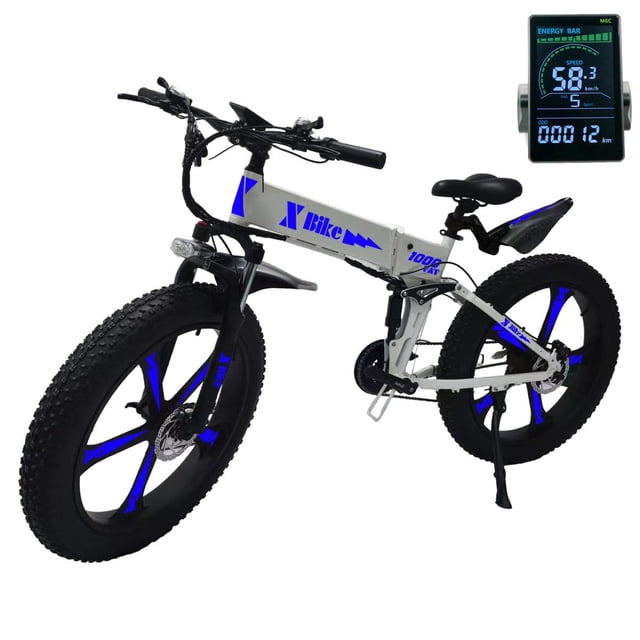 Bici de alto rendimiento X Bike Fat1000ProWhite 1000W R26x4" 18Ah 21 Vel. Salpicadera Deportiva Marco Blanco Etiquetas V Xtream Boom MXFWP-026