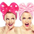 thumbnail image 1 of Hairizone Cosmetics Diademas para lavar la cara, ducha, spa, suaves y lindas, con lazo grande, para mujeres y niñas (Roseo/Rosa), 1 of 5