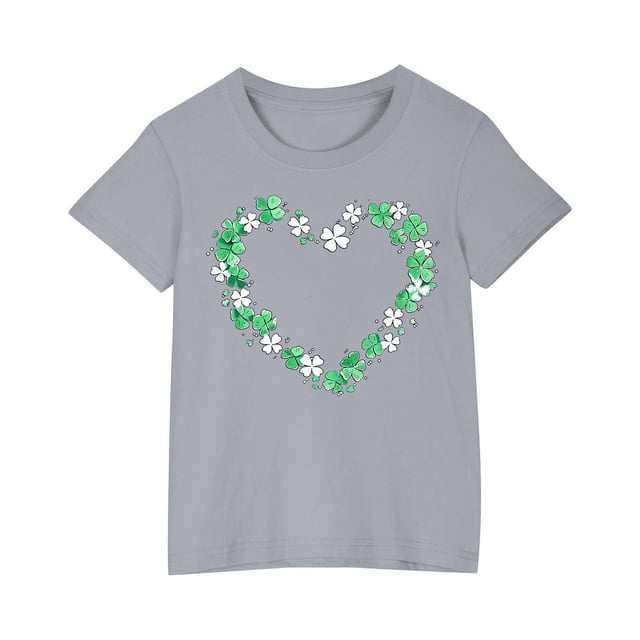 FAIWAD Hauts pour Enfants pour la Saint-Patrick Manches Courtes Col Rond Ample Confortable Chandail Garçons Filles T-Shirts Imprimés Mignons