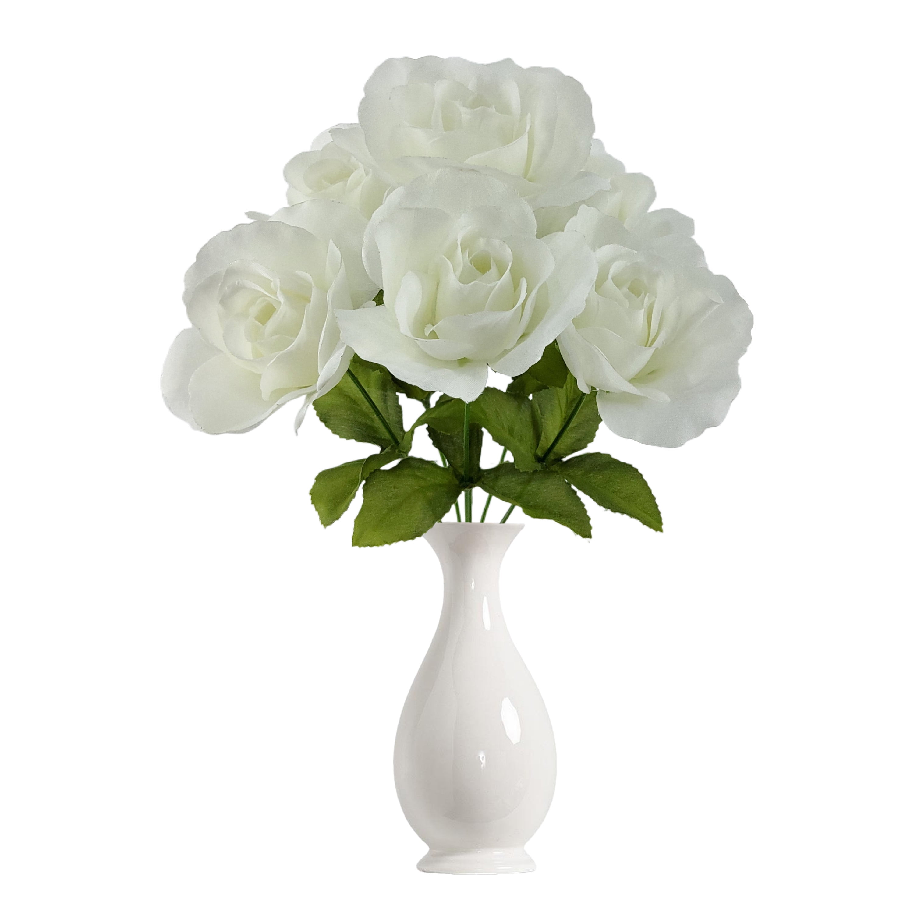 (4 pack) Mainstays Indoor Artificial Sweet Rose Flower Pick, White Color, Assembled Height: 14"