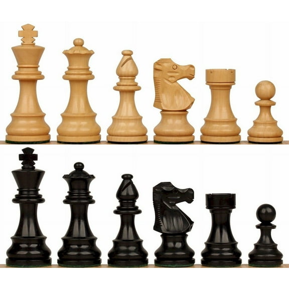 French Lardy Series Chess Set - Ebonized & Boxwood Pieces - 3.25" King