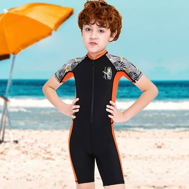 DIVE SAIL Kid Swimsuit Boy Shorty Wetsuit Children Swimwear UV Protection  Wetsuits Snorkel Wet Suit for Swimming Diving Surfing Black XL