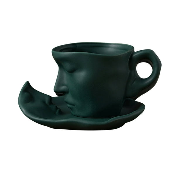 Taza de café de cerámica personalizada con diseño de arte facial, estilo de belleza concentrado, té negro, regalo de boda para San Valentín.