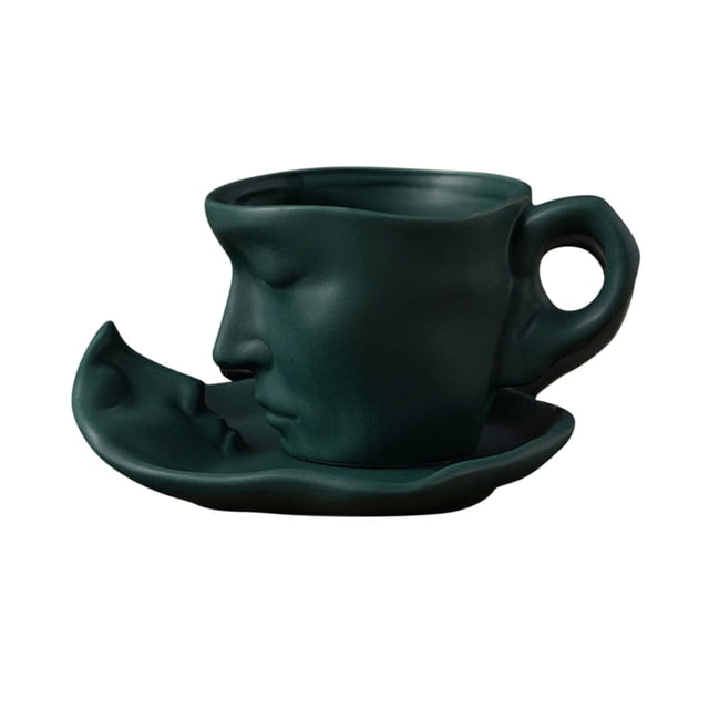 EGNMCR Cups Facial Art Personalized Ceramic Concentrated Beauty Style Black Tea Coffee Cup Valentine's Day Wedding Gift Coffee Cup