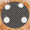 thumbnail image 2 of Gray and Black Checkerboard Pattern Round Fitted Tablecloth with Elastic Edge,Dining Table Cover Waterproof,Outdoor Round Tablecloth for Camping,Dining,Indoor and Outdoor, 2 of 7