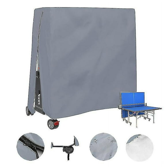 Waterproof And Dustproof Ping Pong Table Cover,Table tennis table 210D silver coated Oxford cloth dust and water proof cover165x70x185cm (grey)