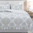 thumbnail image 1 of Juego de cama reversible con edredón Majesty floral gris, colcha liviana para todas las estaciones, tamaño King, 3 piezas, 1 of 5