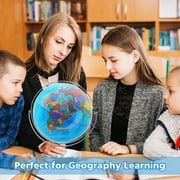 BSHAPPLUS 15.4 Tall Globe,Globe of the World with Stainless Stand,720 Spin World Globe for Kids Learning