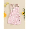 thumbnail image 3 of Nygoyerh Toddler Baby Girls Summer Overalls Daisy Print Sleeveless Buttons Suspender Jumpsuit 6M 12M 18M 24M 3T 4T Kids Cute Pockets Shortall Playsuit for Casual Daily, 3 of 9