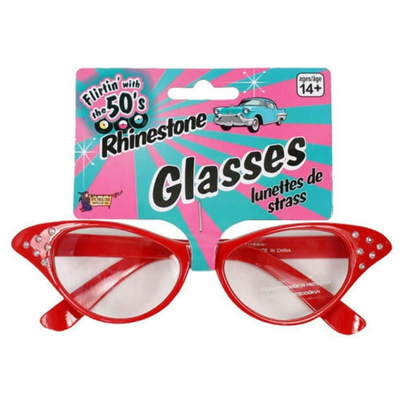 50'S RHINESTONE GLASSES-RED