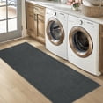 thumbnail image 6 of Garvee 2'x6' Modern Solid Color Runner Rug Minimalist Woven Textured Carpet, Washable Rug Non Slip Low Pile Indoor Mats for Hallway Bedroom Kitchen, Black Gray, 6 of 6