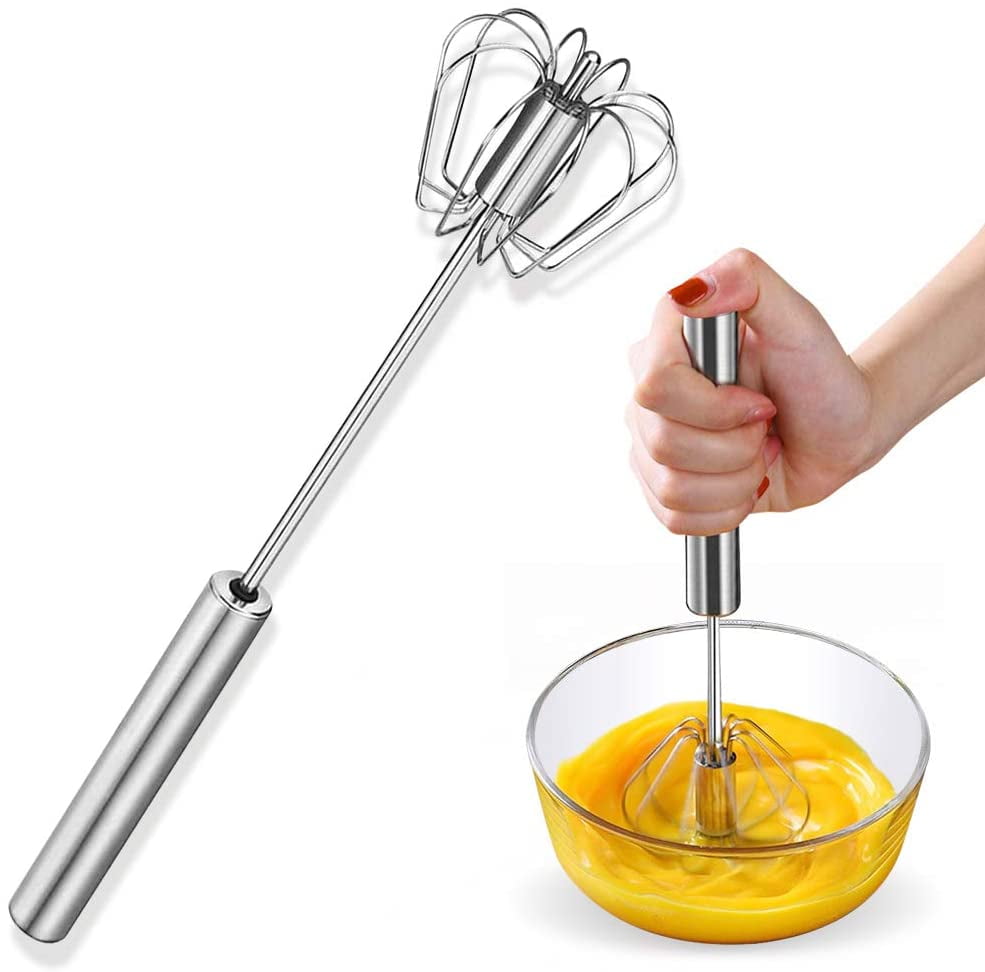 Tihokile Stainless Steel Semi-Automatic Handhold Push-Type Egg Beater Egg Whisk 1 in Pack Non-Electric Household Silent Blender for Home Kitchen