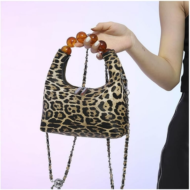 Small Leopard Tote Bag with Chain Cheetah Print Clutch Evening Handbag Women Satchel Leopard Clutch Bag Purse Walmart